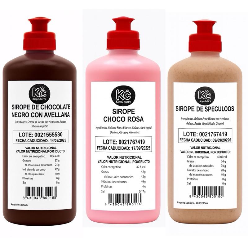 KingChurro Pack 3 sciroppi Cioccolato alle nocciole Pantera Rosa e Lotus