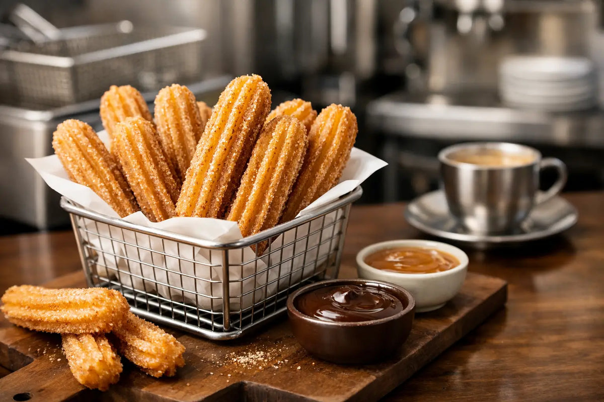 Churros listos para servir en hostelería