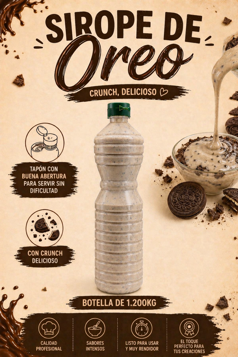 Sirope en Crema Crunchi Estilo Oreo KingChurro 1,2 L | Relleno Profesional para Hostelería