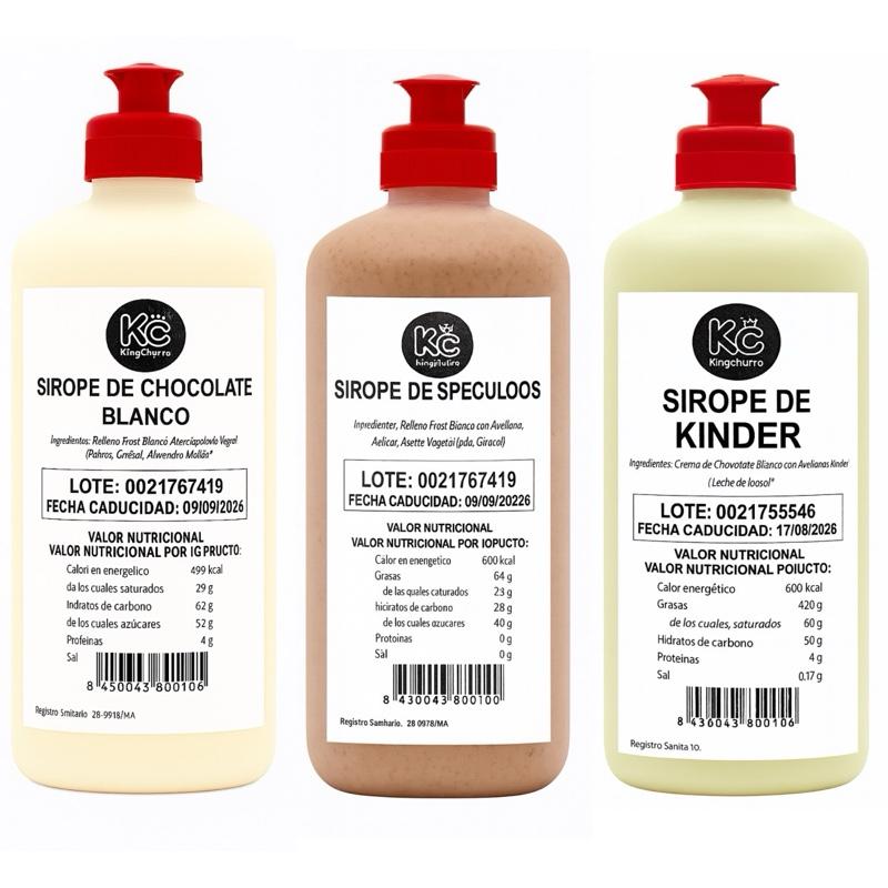 KingChurro Pack 3 sirops Chocolat blanc Lotus et Kinder