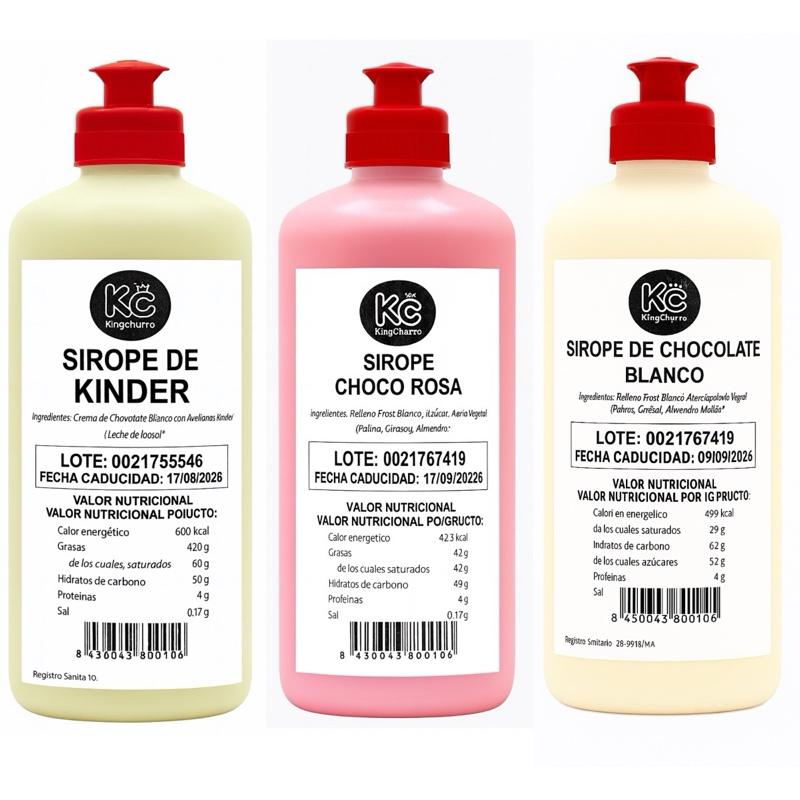 KingChurro Pack 3 sirops Kinder Chocolate blanc et Panthère Rose