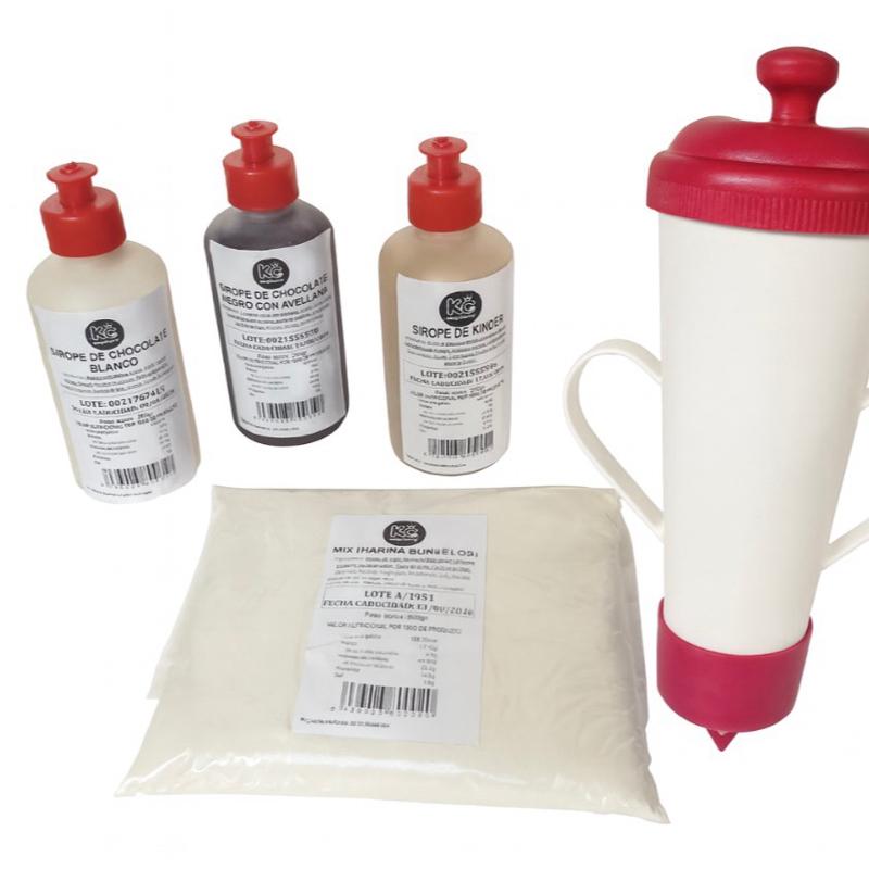 KingChurro Mix para hacer churros en casa con 3 Siropes y 1 Dispensador de churros m... -
